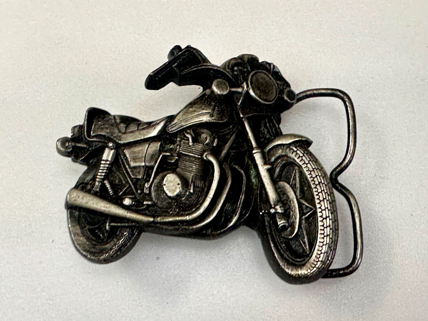 Vintage Chopper Motorcycle Bike Cutout 1979 Biker Rider Bergamot Belt Buckle