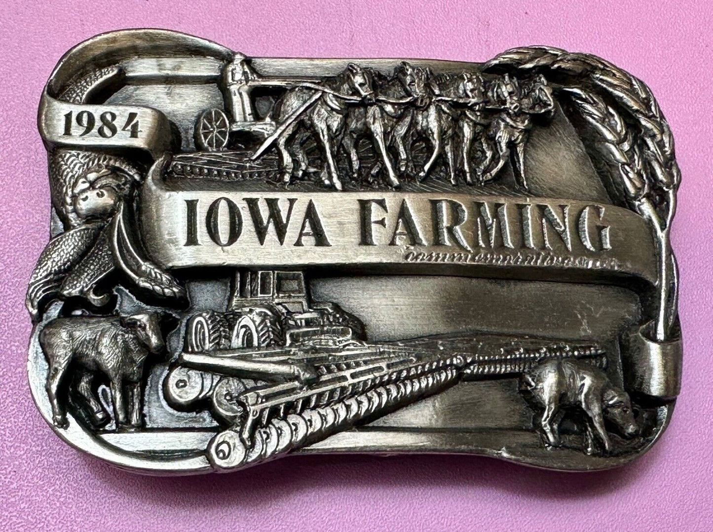 1984 Iowa State Farm Commemorative belt buckle or table display by Siskiyou