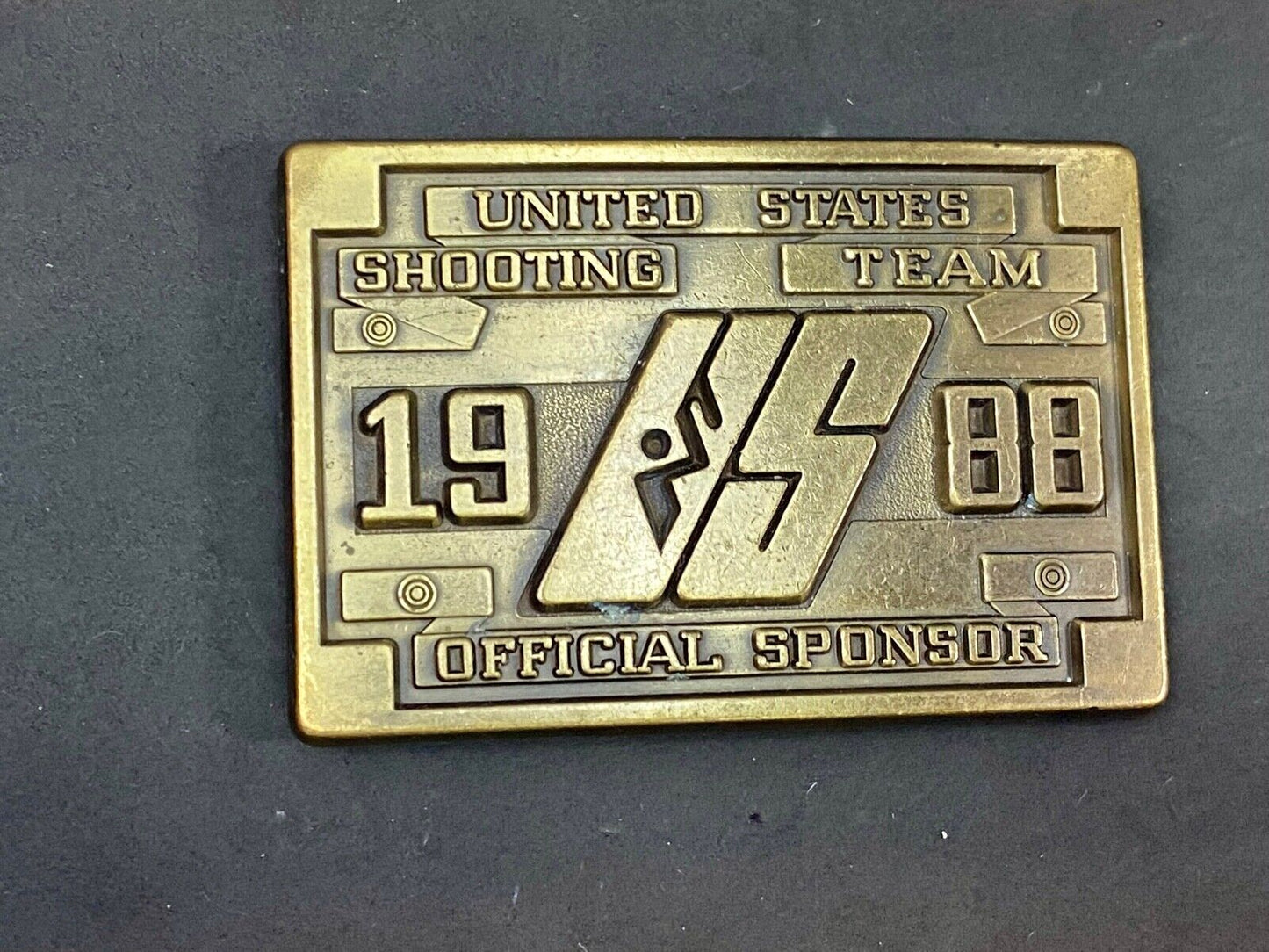 1988 Us Shooting Team Belt Buckle Official Sponsor