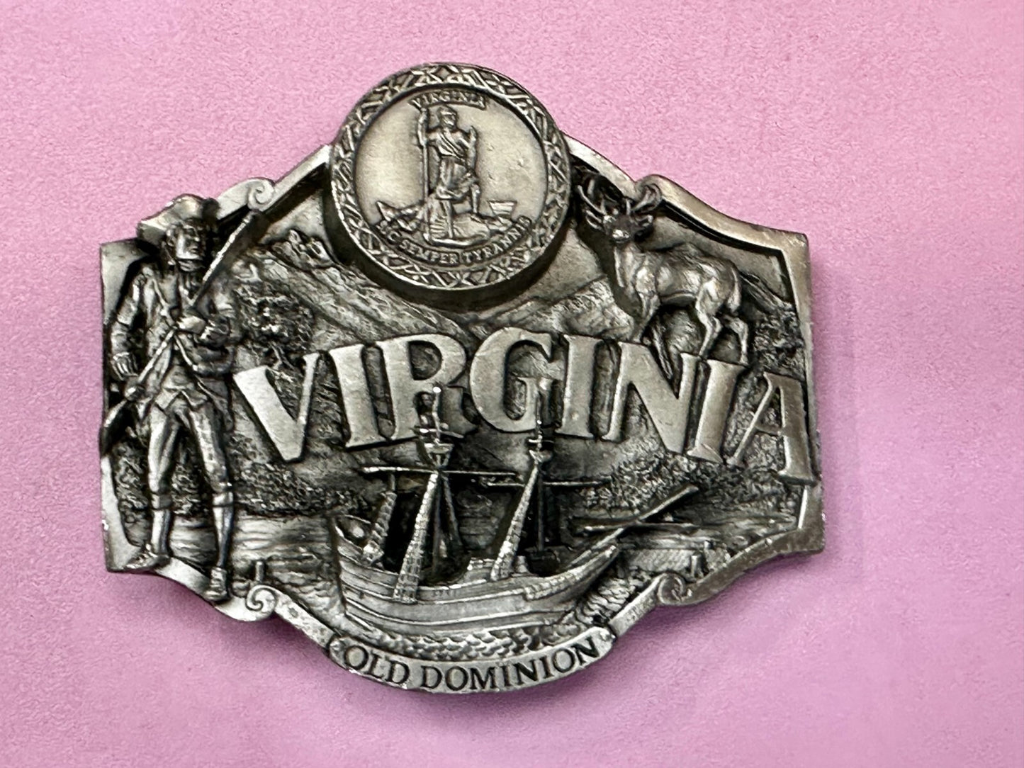 The States of Virginia Old Dominion Dogwood Cardinal 1987 Siskiyou Belt Buckle