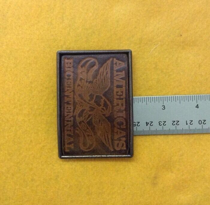 VINTAGE AMERICA'S BICENTENNIAL LEATHER BELT BUCKLE