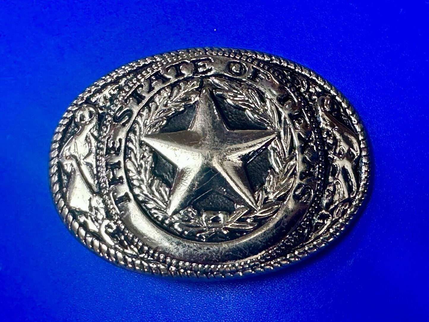 Texas Star & Flag - State Series vintage small gold tone belt buckle