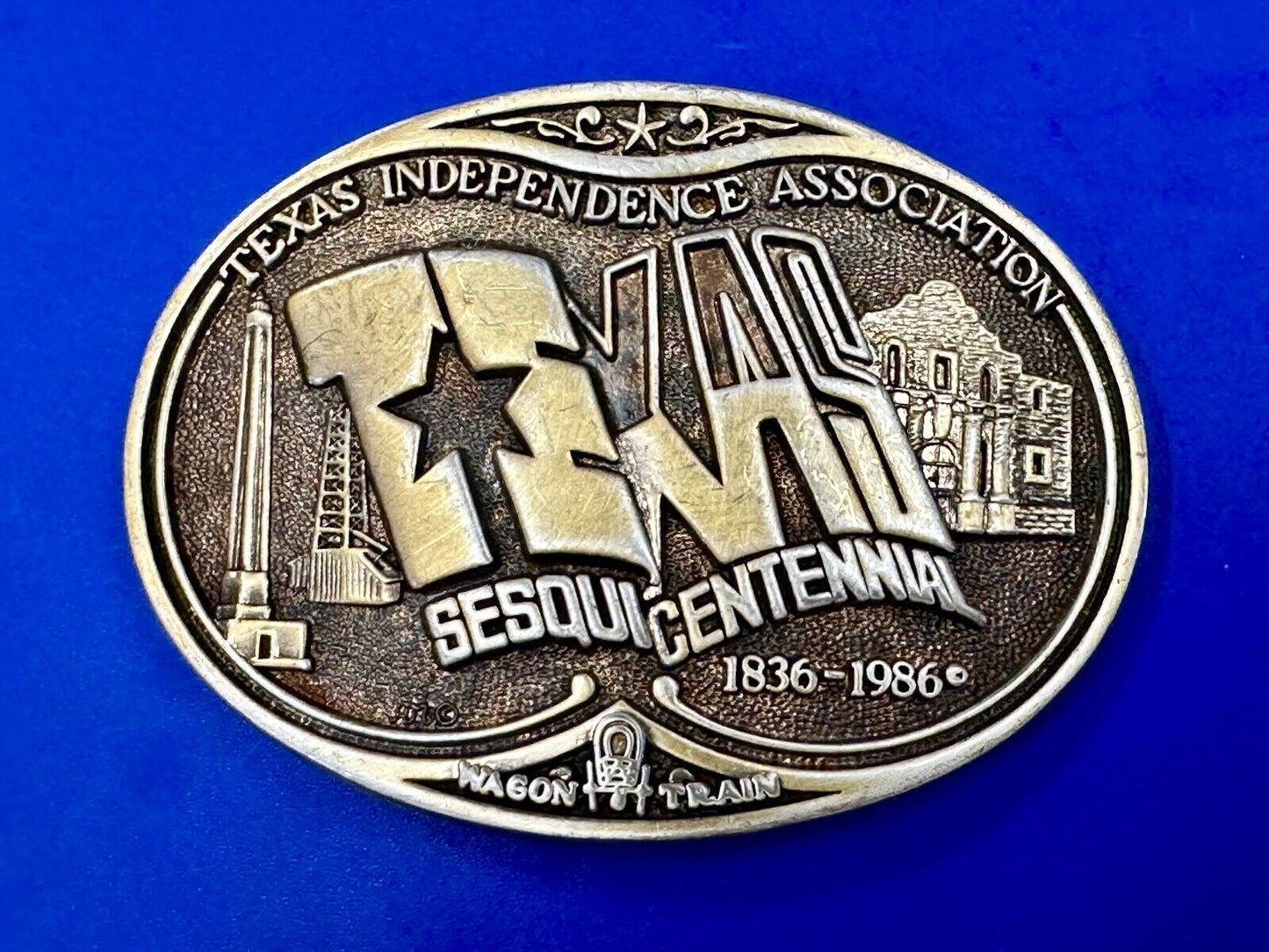 Texas State Sesquicentennial 150 year celebration solid brass ADM belt buckle