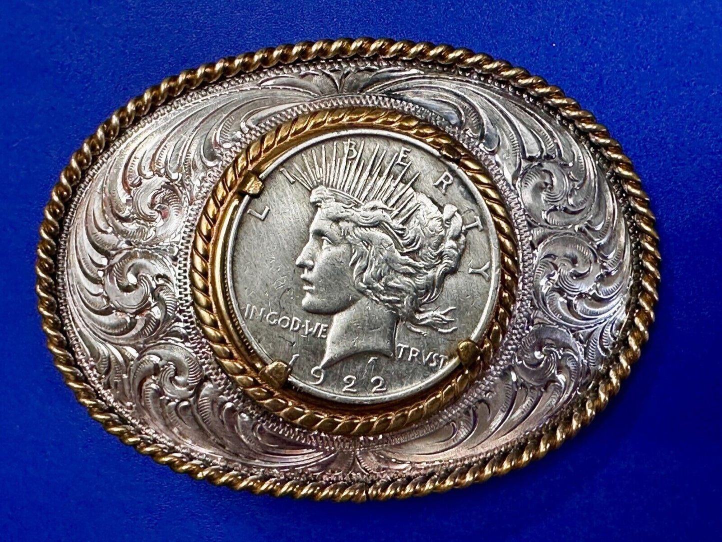 USA Peace Dollar 1922 Liberty Coin Collectors Montana Silversmiths Belt Buckle