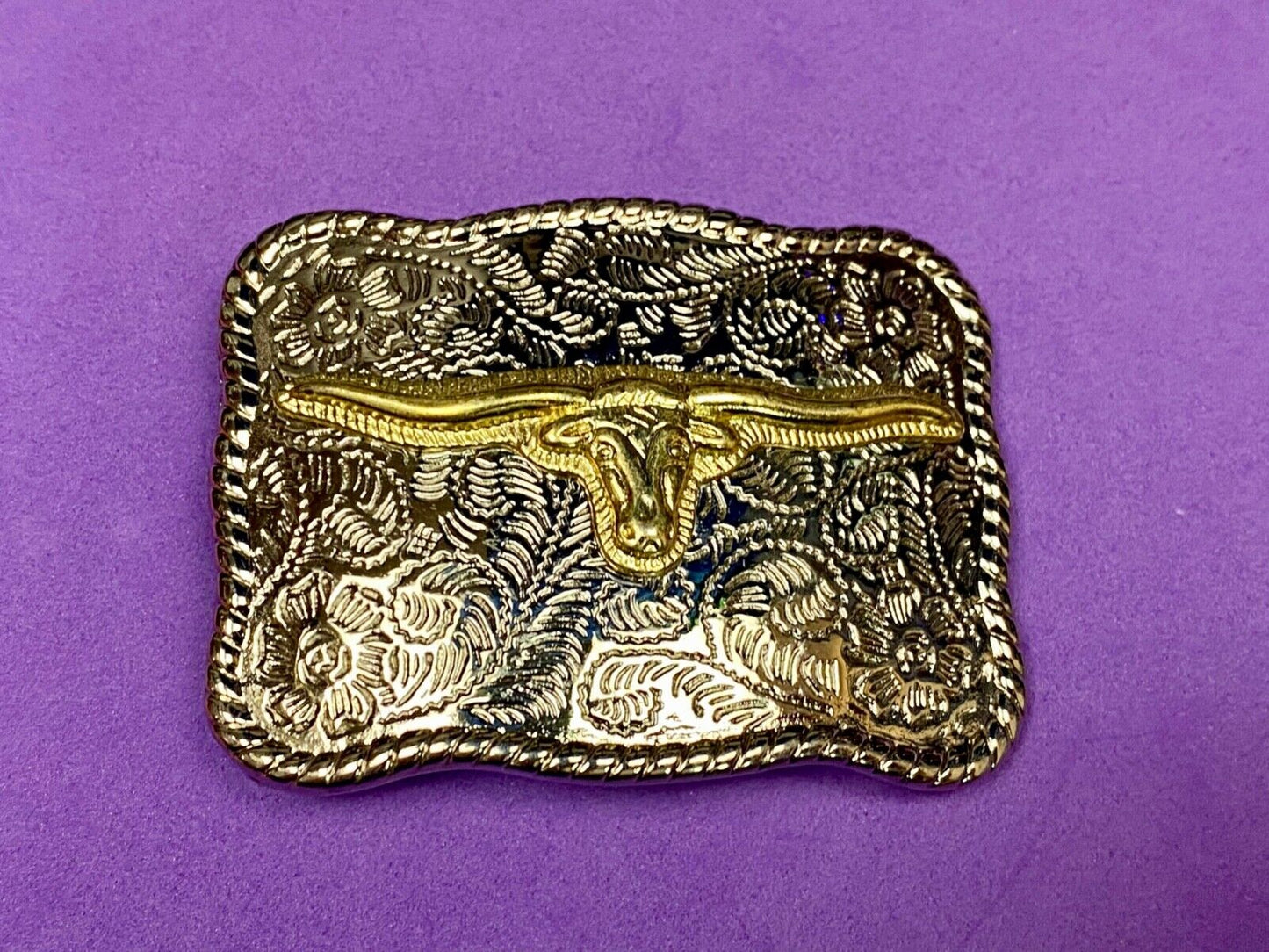 The Texas Longhorn! Mixed Color / Metal Ornate Western Belt Buckle