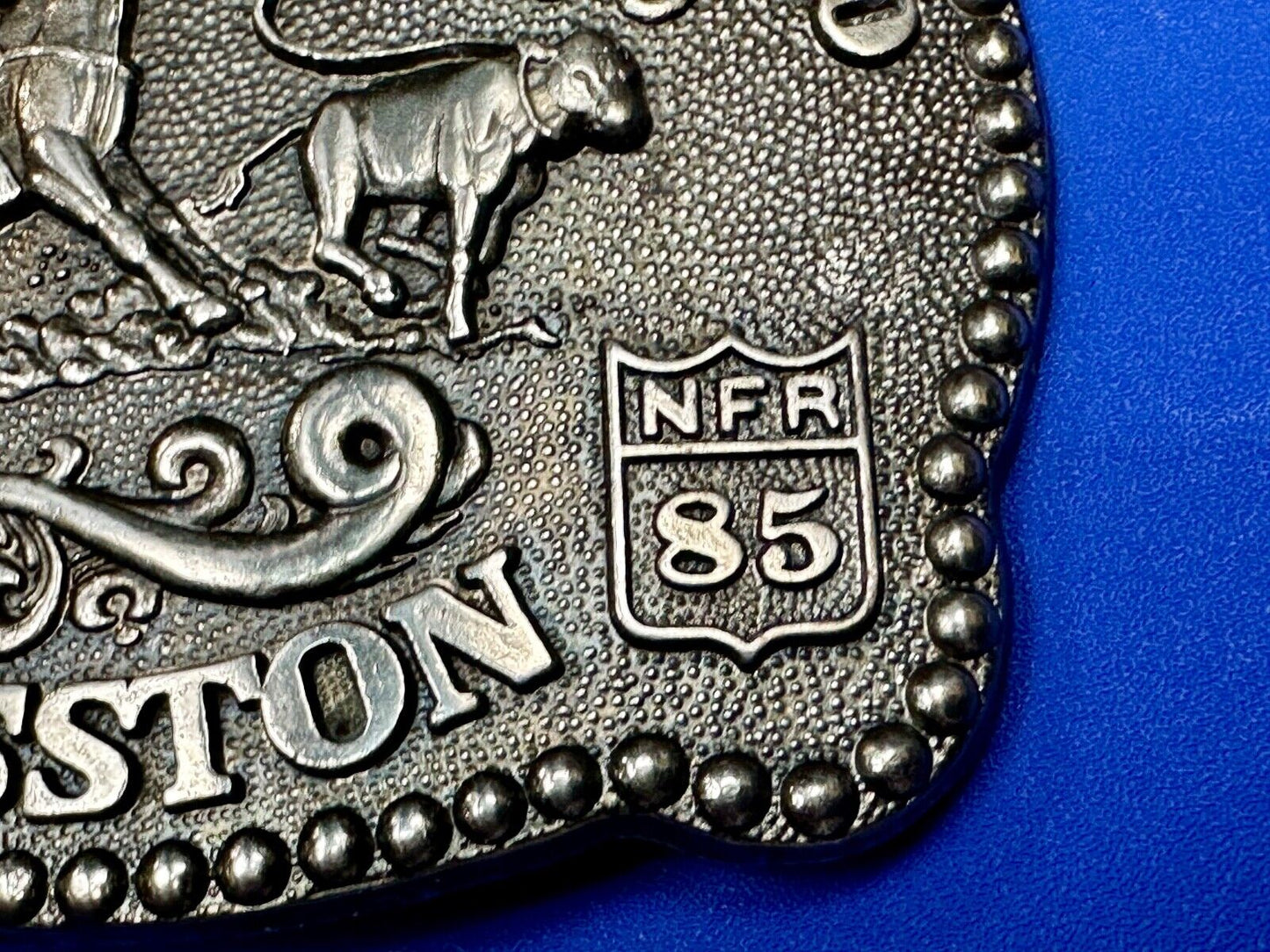 1985 NFR National Finals Rodeo Adult Size belt buckle by Fred Fellows
