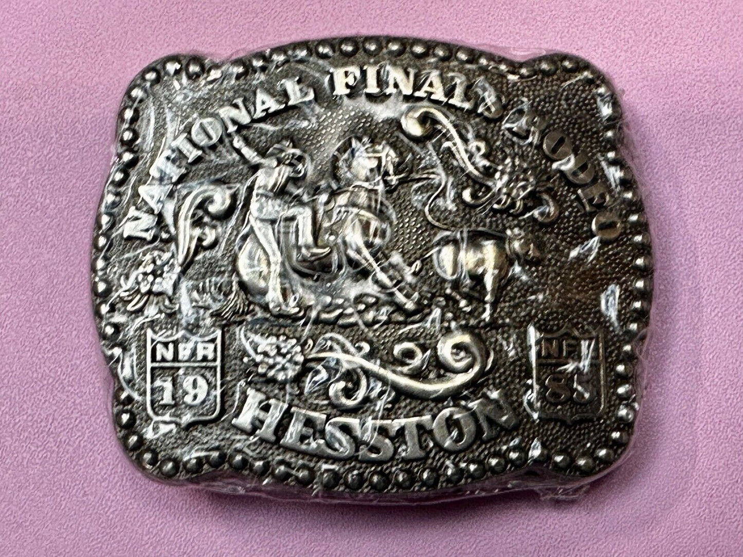 1985 NFR National Finals Rodeo NOS Youth Size Hesston Belt Buckle