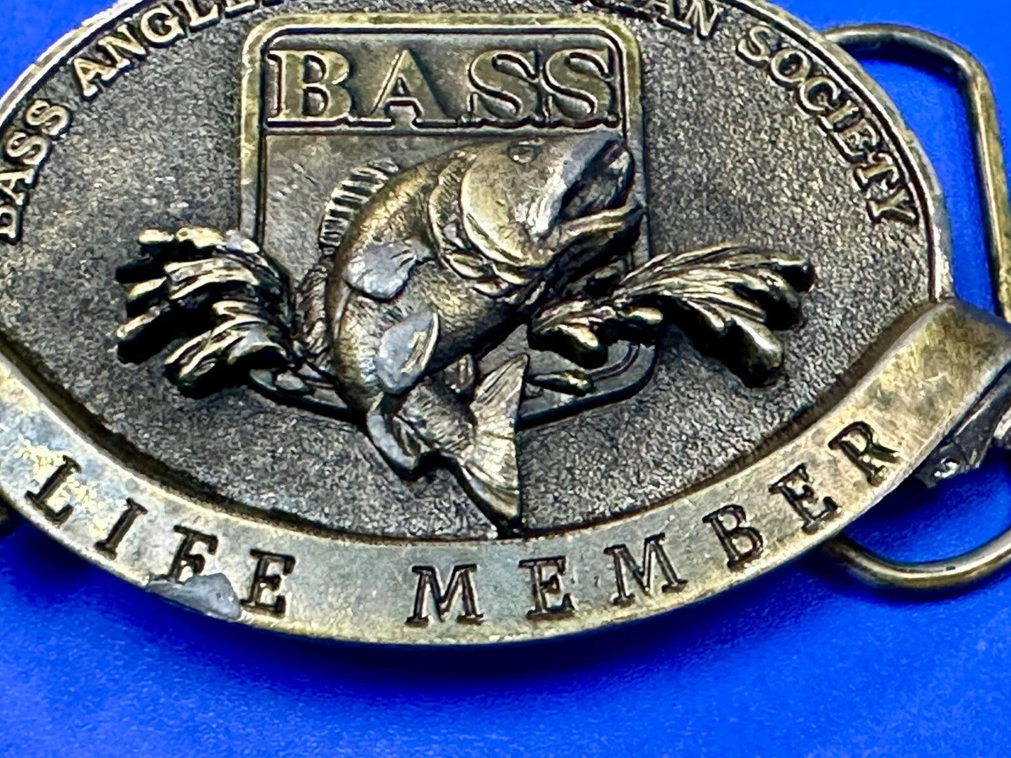 BASS Anglers Sportsman Society LIFE MEMBER Brass Tone Great American Belt Buckle