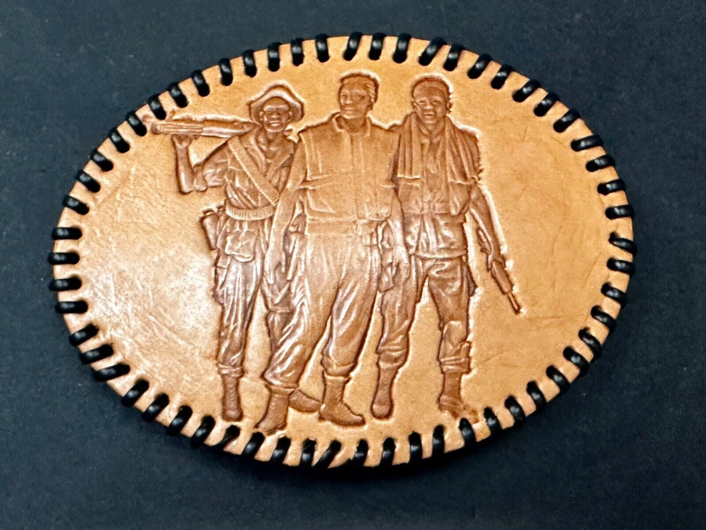 The Three Servicemen Vietnam Veterans War Memorial Oval Leather Belt Buckle
