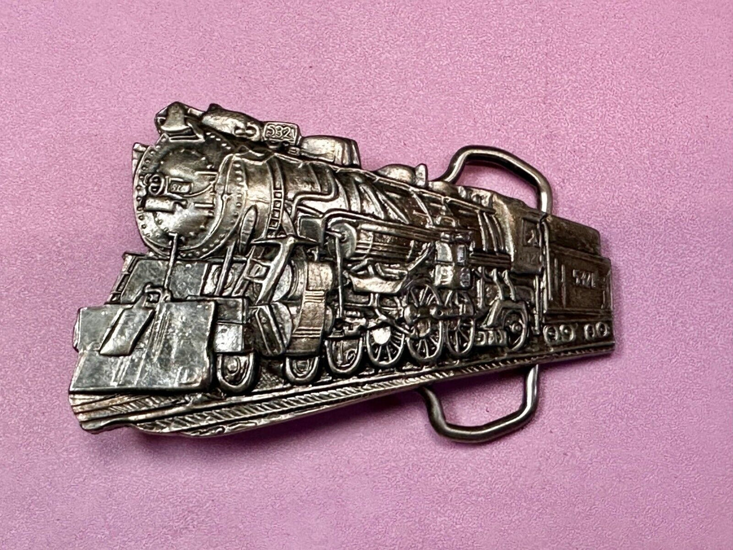 Train Locomotive Steam Engine RR RailRoad Vintage Figural Belt Buckle No. 2055