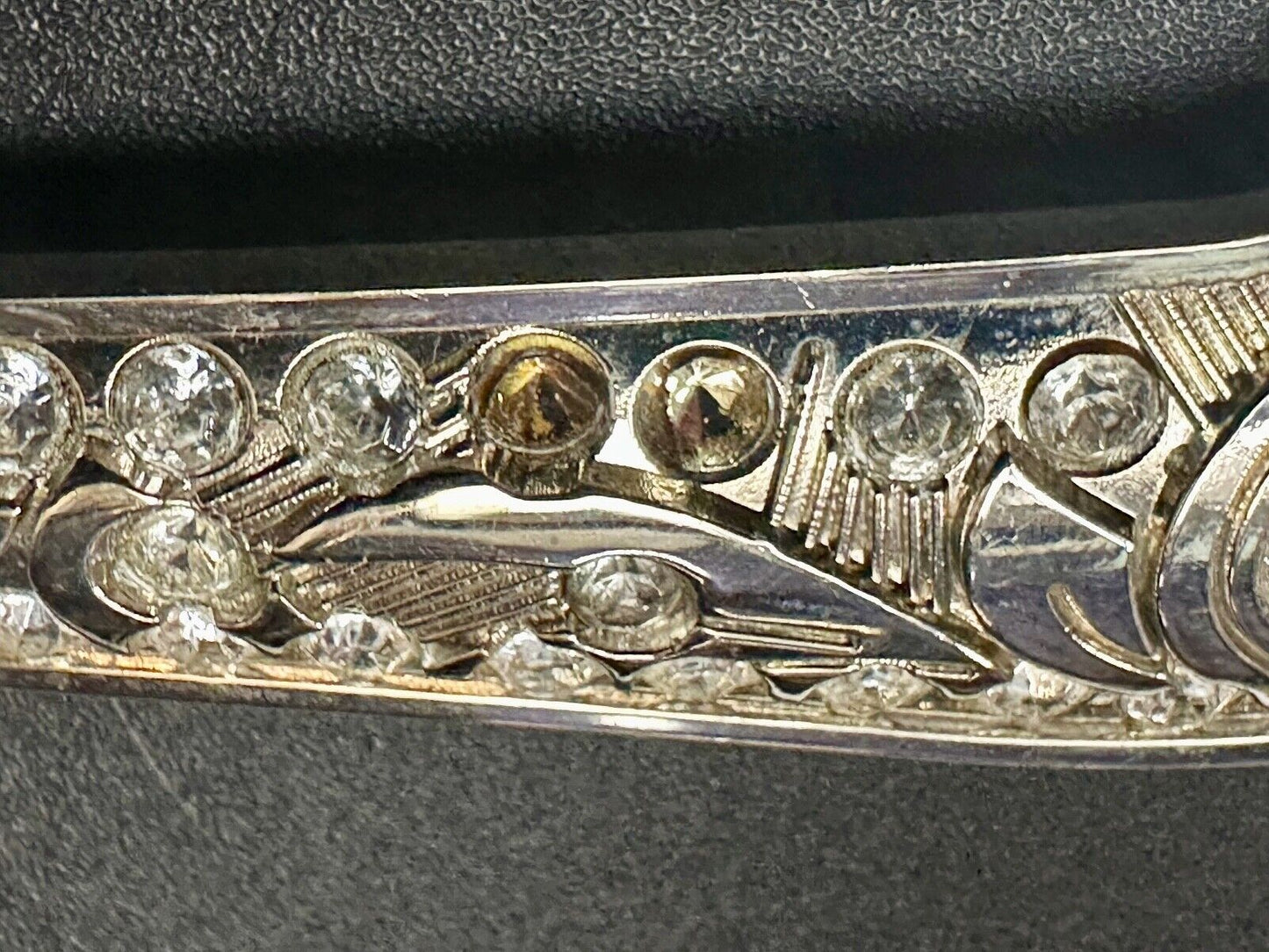 Vintage Black Diamond silver tone ranger style Belt Buckle - Missing rhinestone