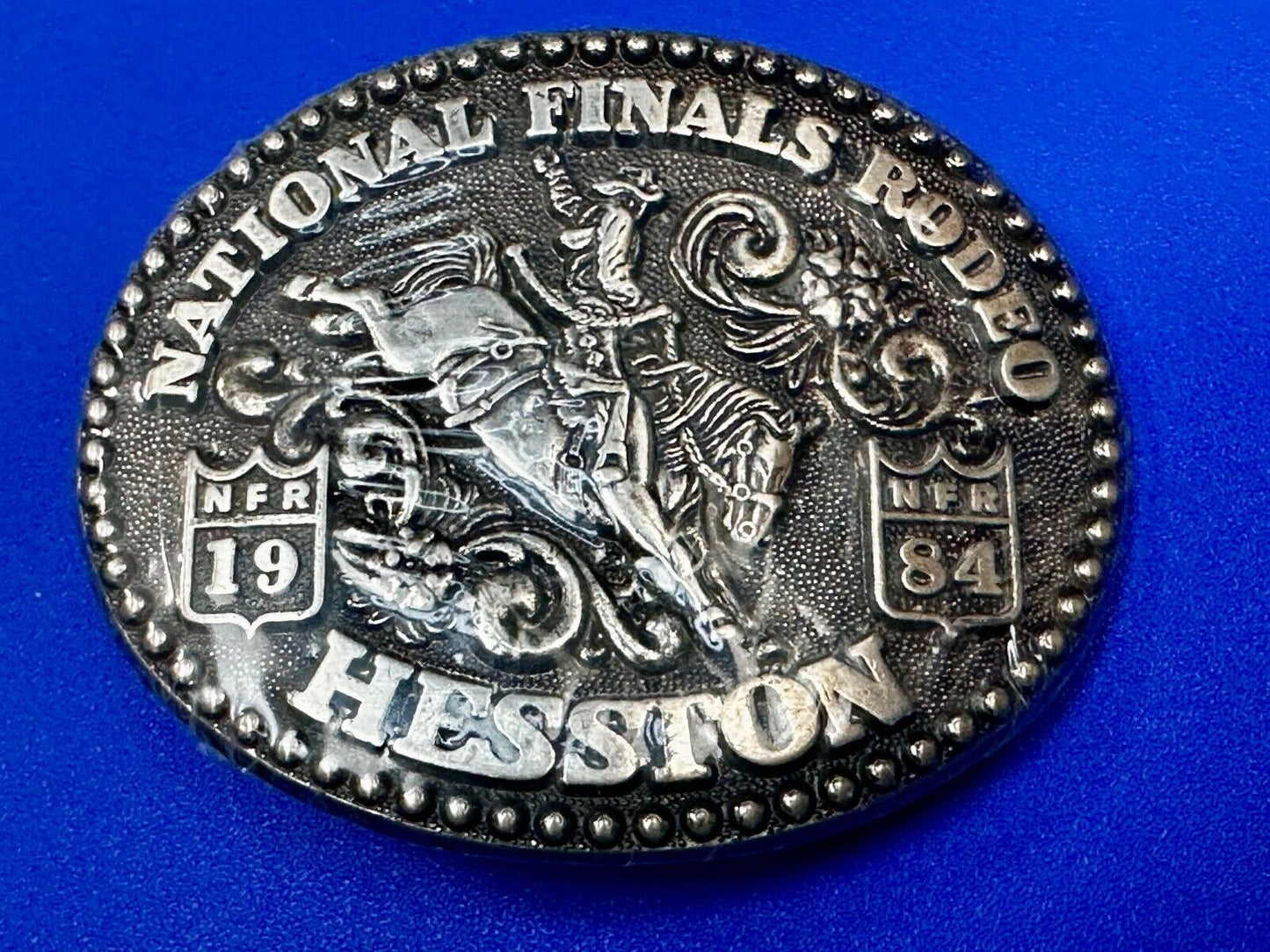 1984 NFR National Finals Rodeo NOS Youth Size Hesston Belt Buckle