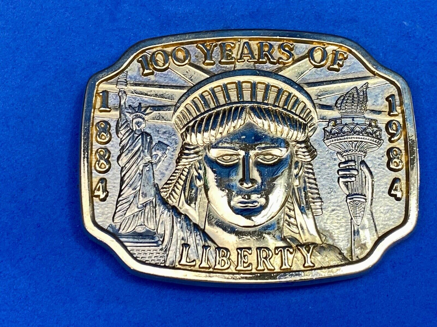 Vintage 1984 Patriotic Lady Liberty 100 Years Of Liberty Collection Belt Buckle