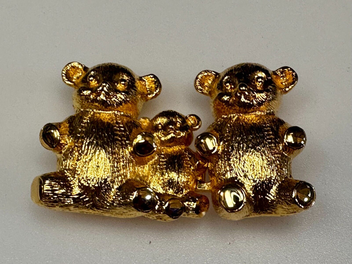 Bear Family Two Piece Interlocking Gold Tone Vintage Belt Buckle by Dotty Smith