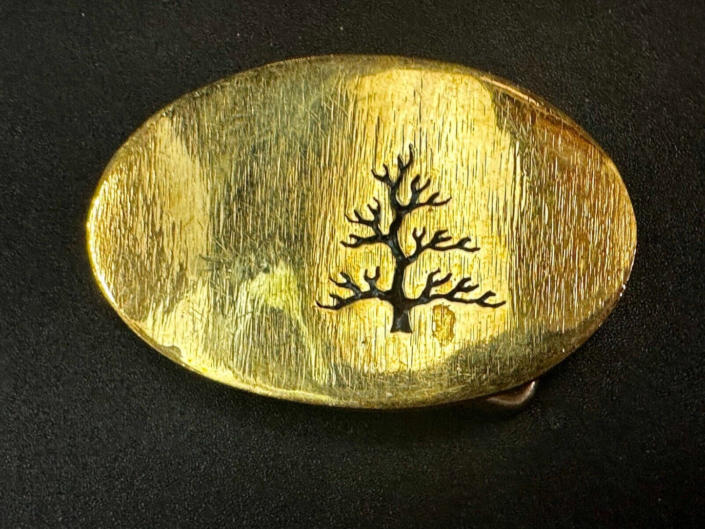 Black inland Fall Tree Small Hippy Vibe Brass Belt Buckle for up to a 1.25" belt