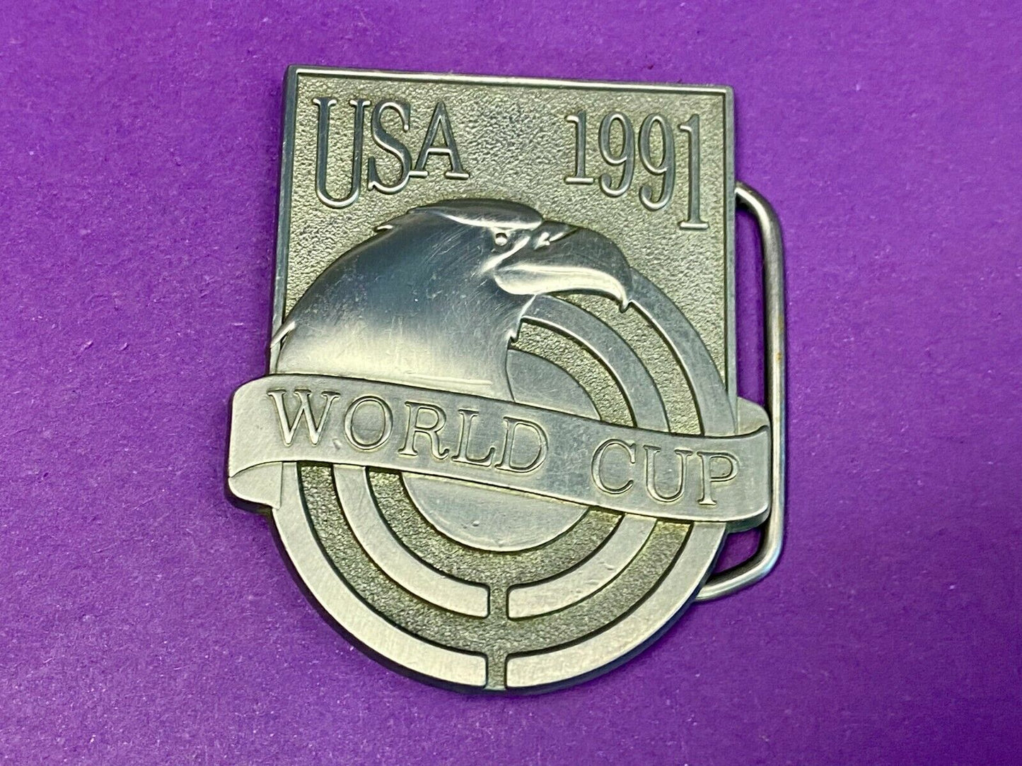 Usa World Cup 1991 Pewter American Eagle Emblem Belt Buckle