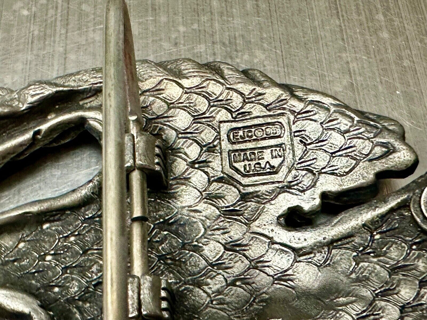 Vintage EJC EAGLE - Attacking Hunting Diving cutout belt buckle