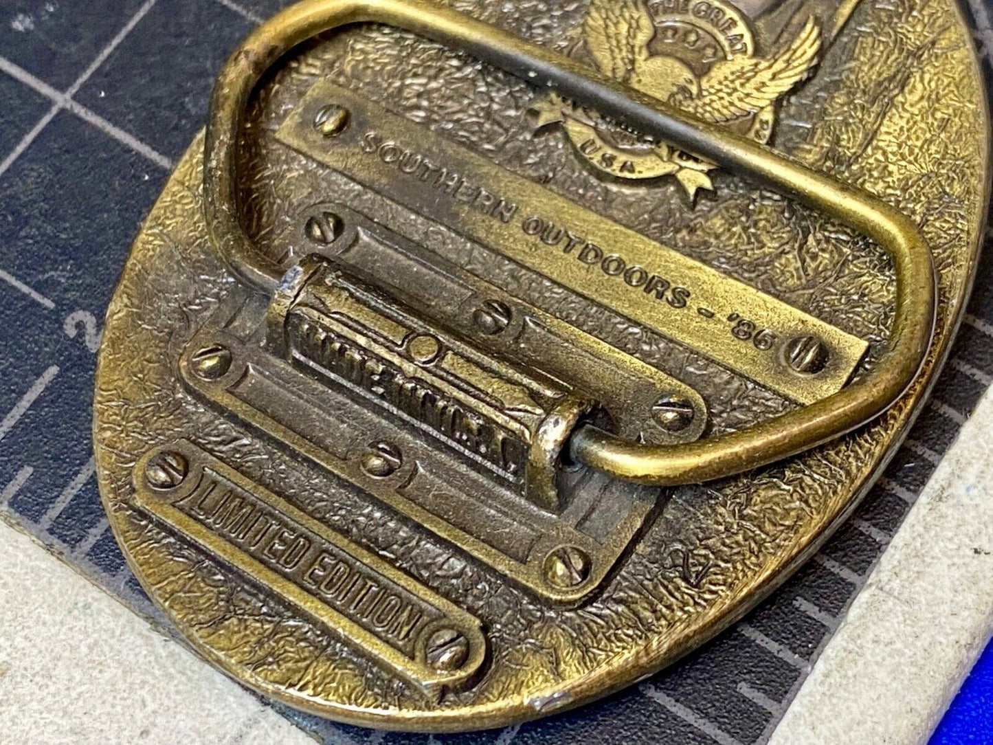 Vintage 1986 **Southern Outdoors Magazine** Commemorative Belt Buckle