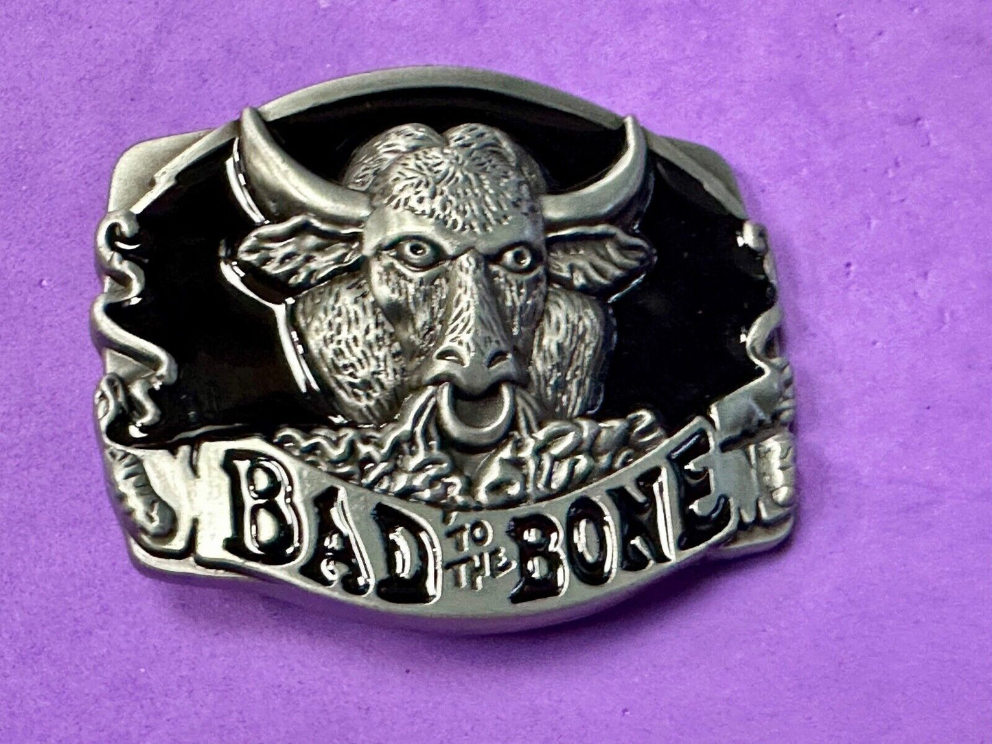 BAD TO THE BONE! RAGING BULL NOVELTY WESTERN RODEO COWBOY'S RIDER BELT BUCKLE
