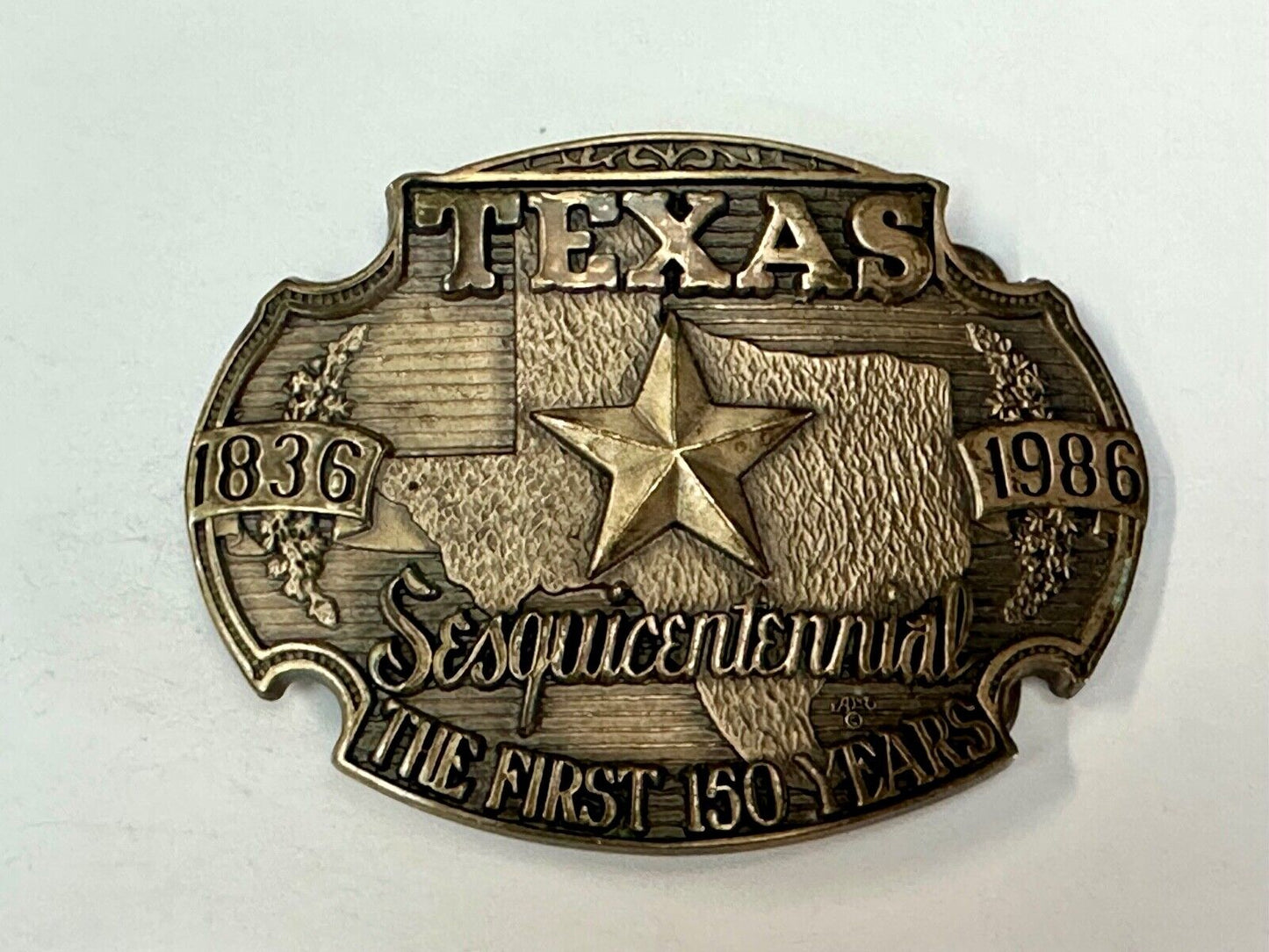 Texas Sesquicentennial 1836-1986 Solid Brass 1st Edition ADM Belt Buckle