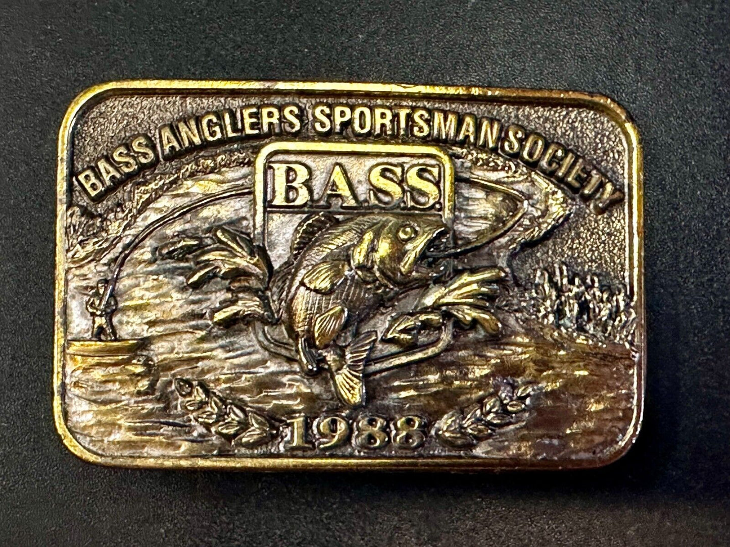 1988 Bass Anglers Sportsman Society Club Great American Belt Buckle