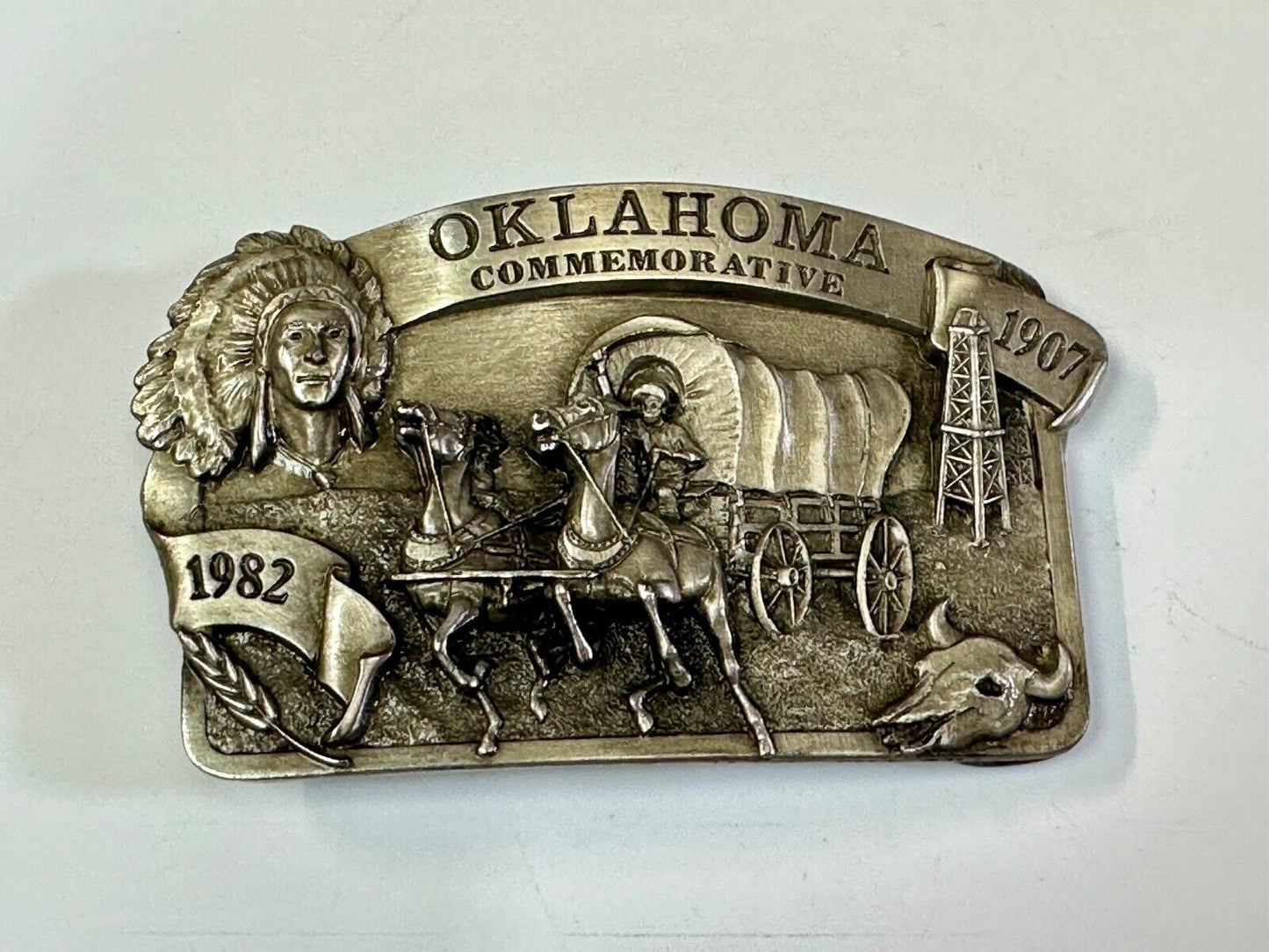 1982 Oklahoma State Commemorative Series limited belt buckle by Arroyo Grande