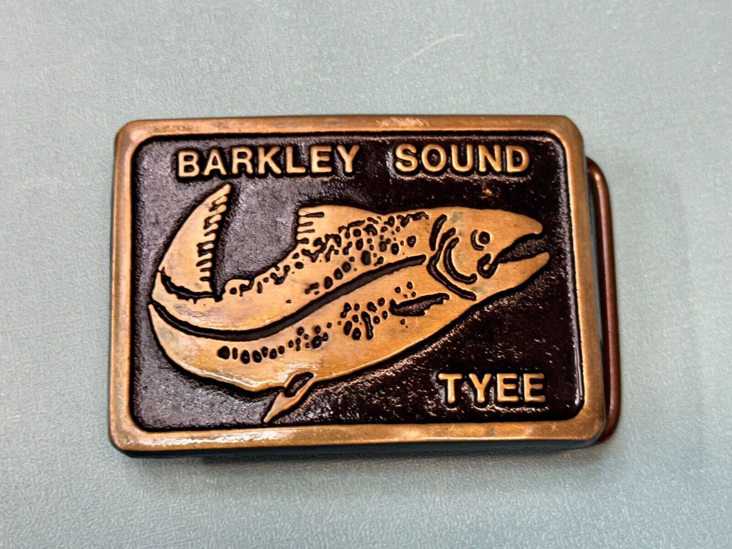 Barkley Sound Tree Fishing Fish Solid Bronze Sandcast belt buckle Rainbow Medals