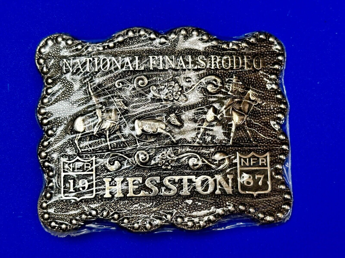1987 National Finals Rodeo NFR Cowboy Western NOS Belt Buckle in wrap