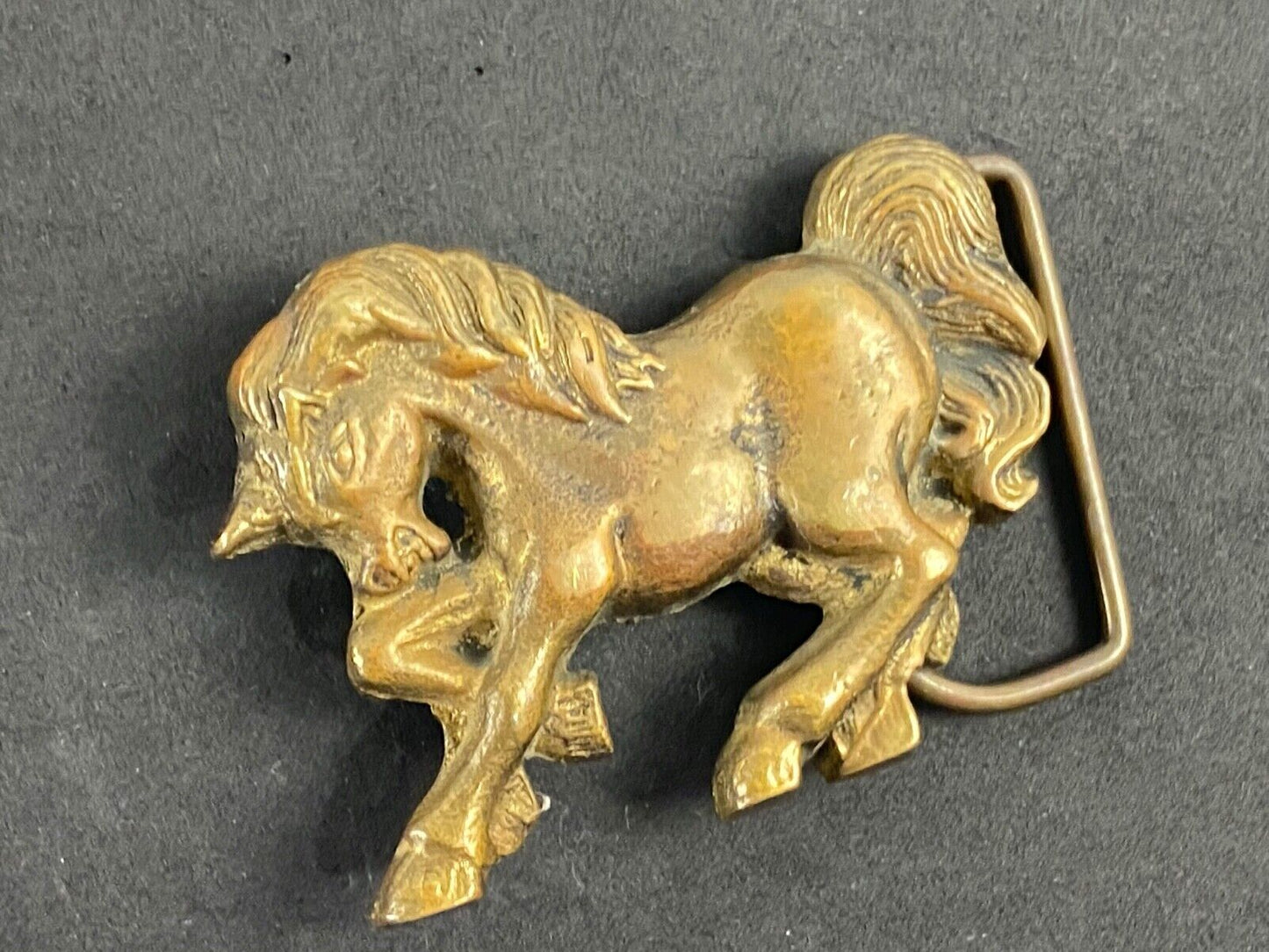 Unicorn Solid Brass Hippy Style Belt Buckle - Signed 6189 Taiwan