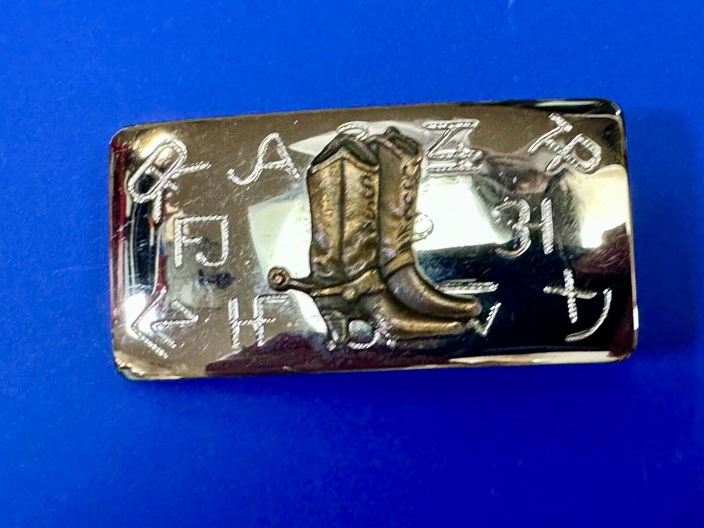 Vintage Chambers Brand Western Cowboy boots & Branding Symbols belt buckle
