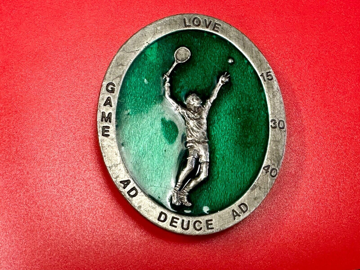 Tennis Match Commemorative Game Ad Deuce Love Vintage 70's Bergamot belt buckle