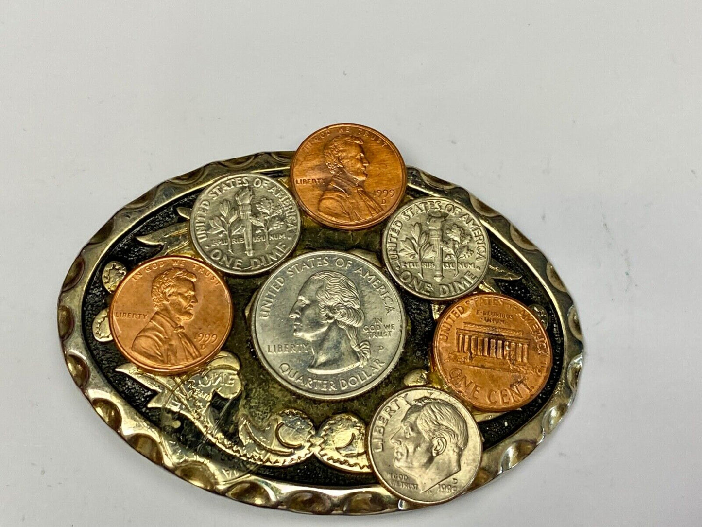 Artisan Usa Coin Collectors Cluster On Western Vintage Belt Buckle