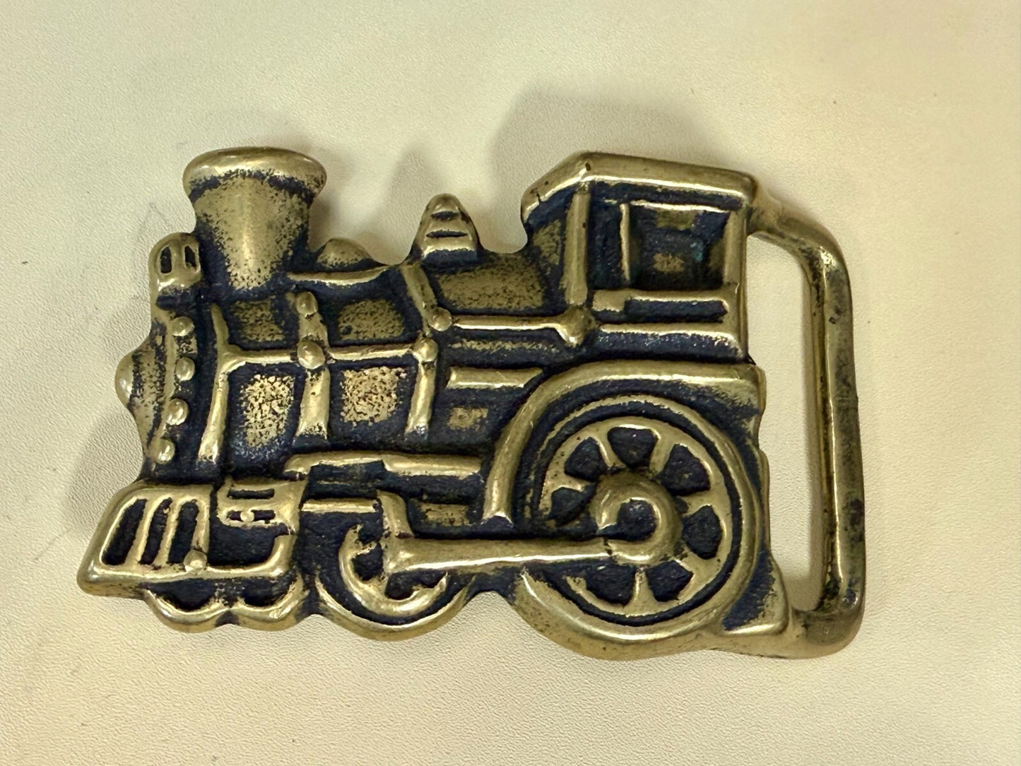 Toy Railroad Steam Engine Locomotive Train Cutout Solid Brass Belt Buckle