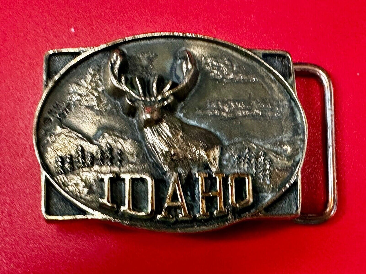 The State of Idaho Deer Buck Hunting Vtg. 1978 Small First Security Belt Buckle