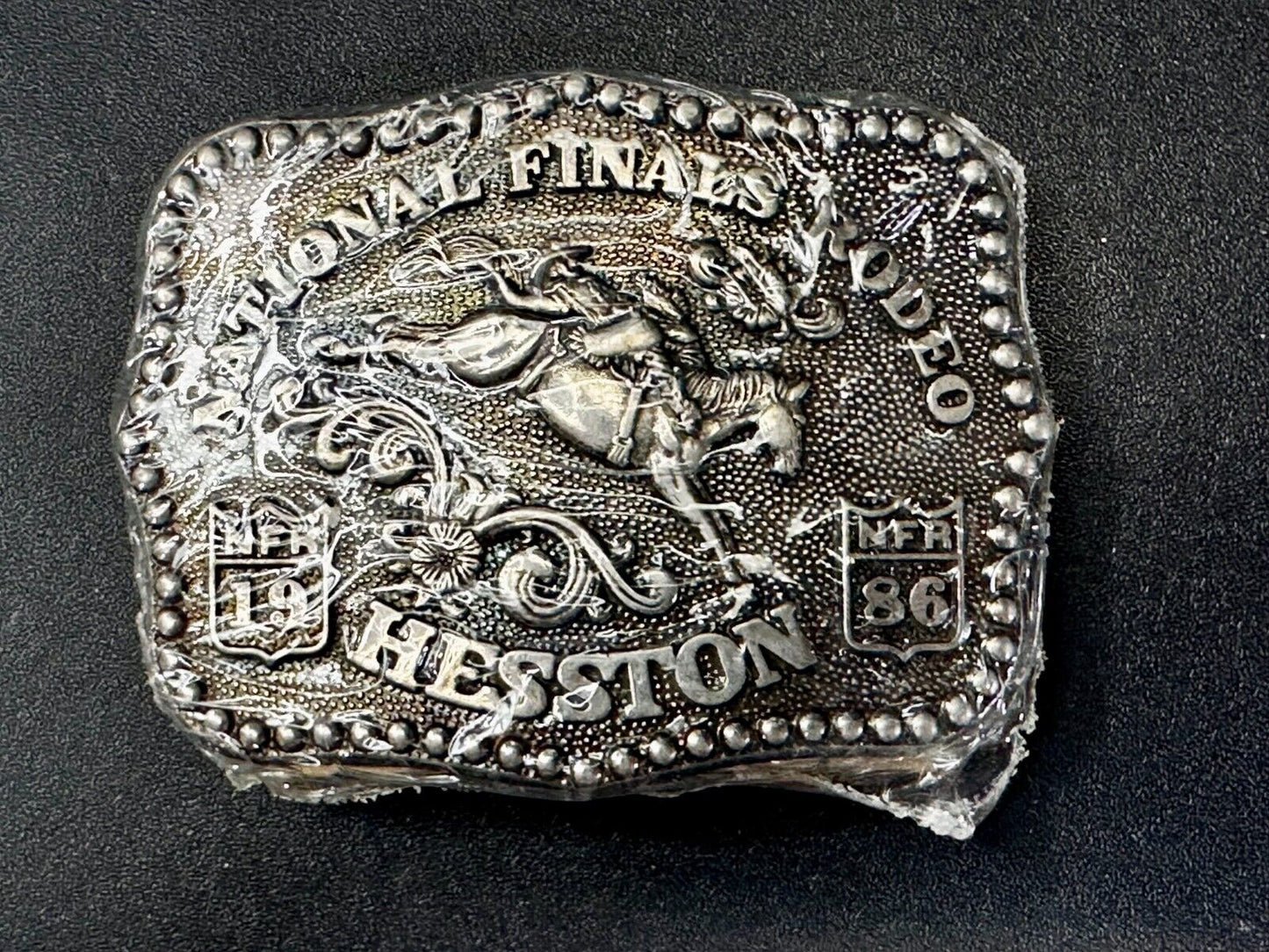1986 Hesston National Finals Rodeo NFR Cowboys Youth Size NOS Belt Buckle