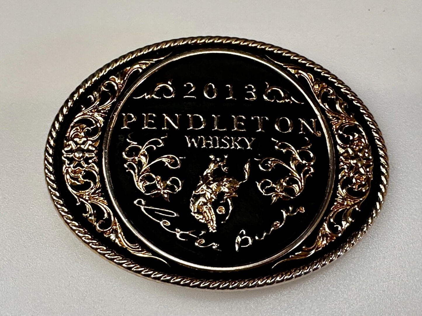 2013 Pendleton Whiskey Let'er Buck Rodeo Cowboy Montana Silversmiths Belt Buckle
