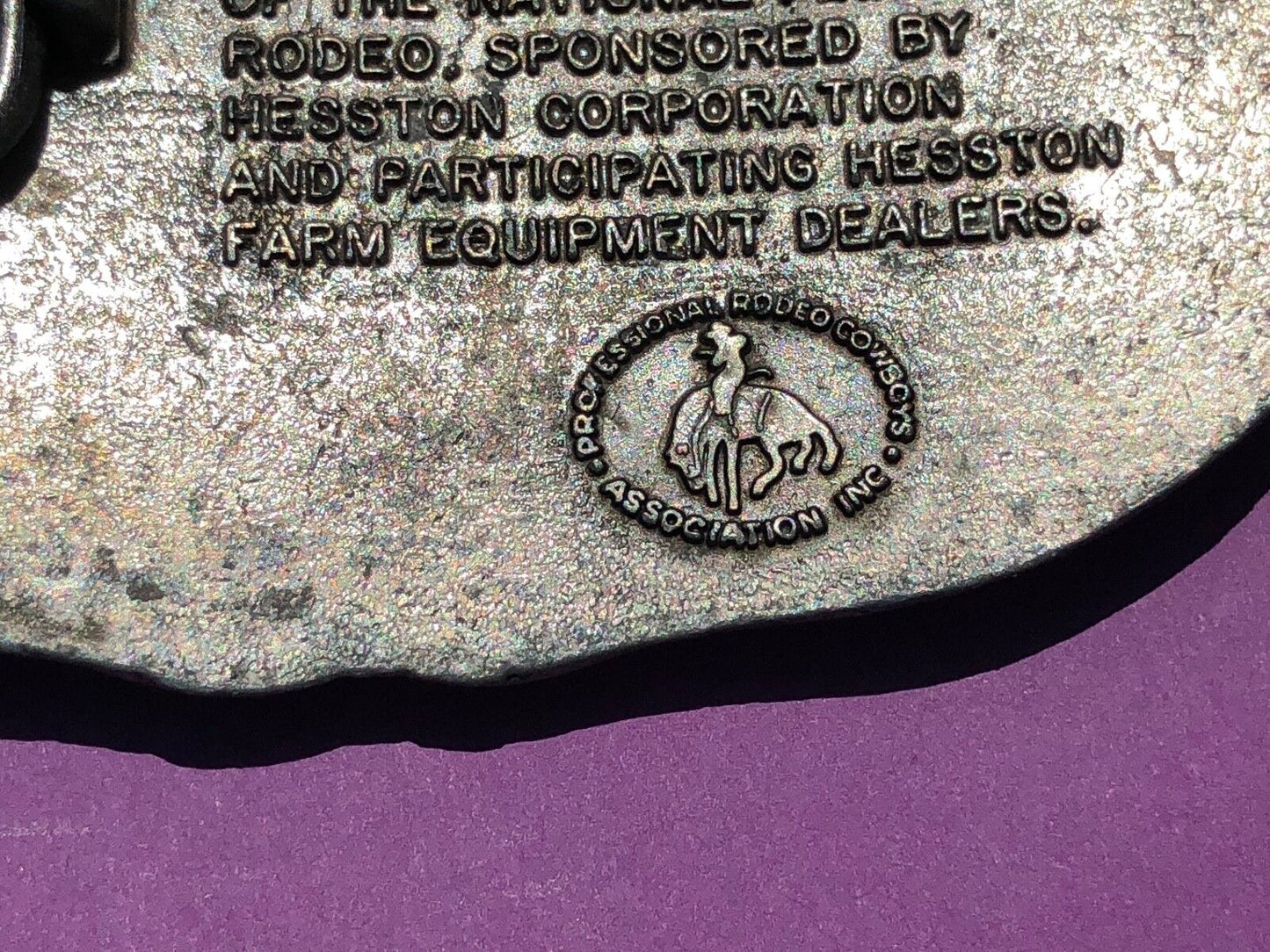 1983 25th Anniversary Series Hesston National Finals Rodeo Belt Buckle 3.5x3"