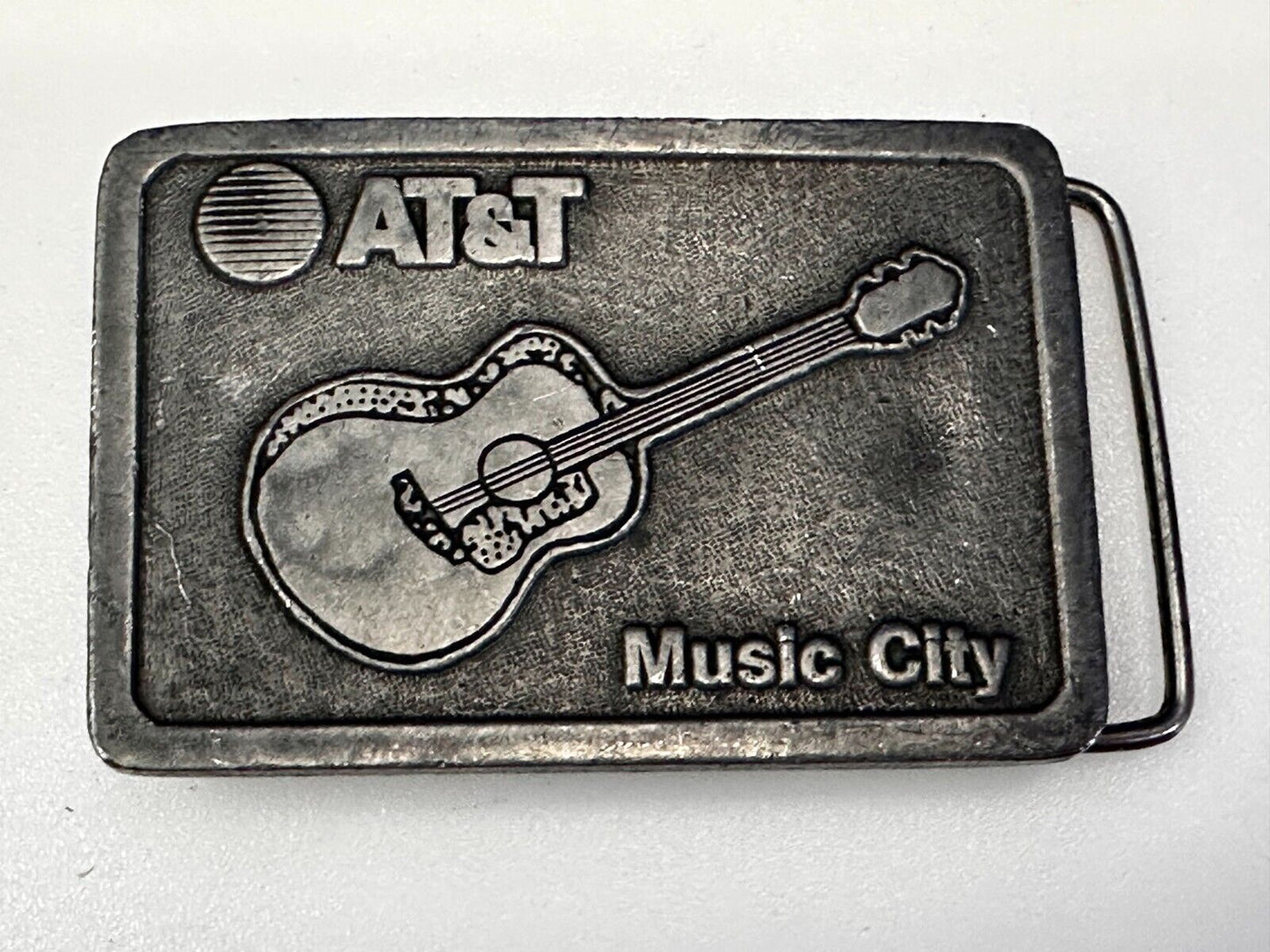 AT&T Nashville Music City Communications Acoustic Guitar Pickers Belt Buckle