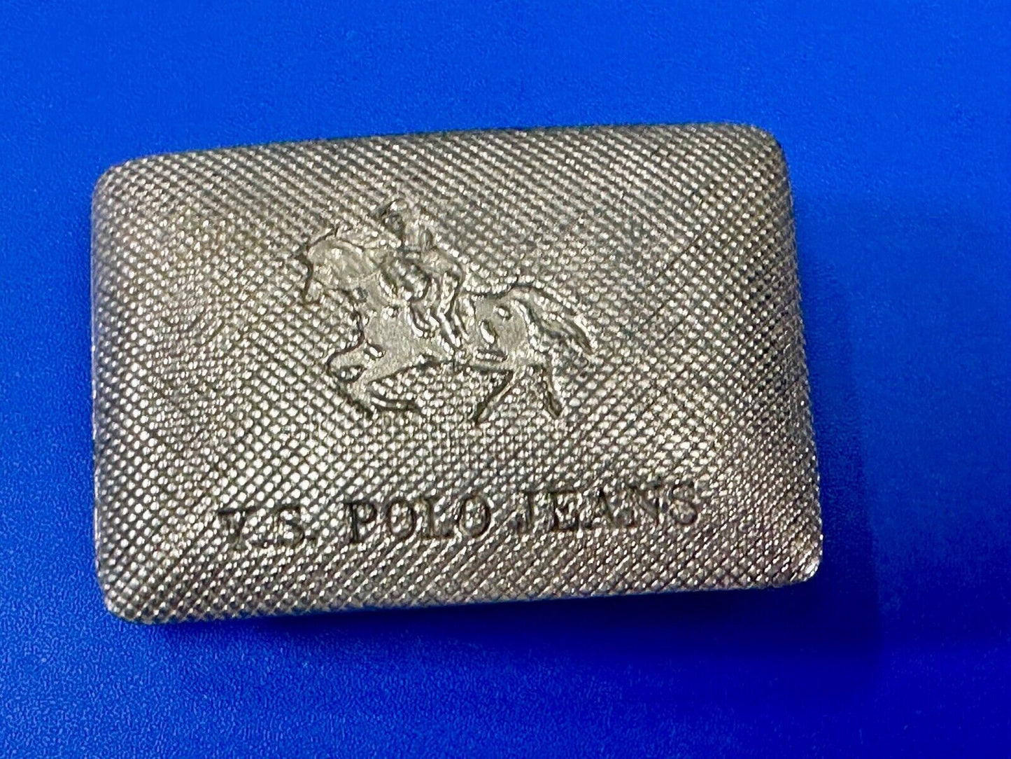 US Polo Jeans Horse Riding Polo Player Silver Tone Rectangular Belt Buckle