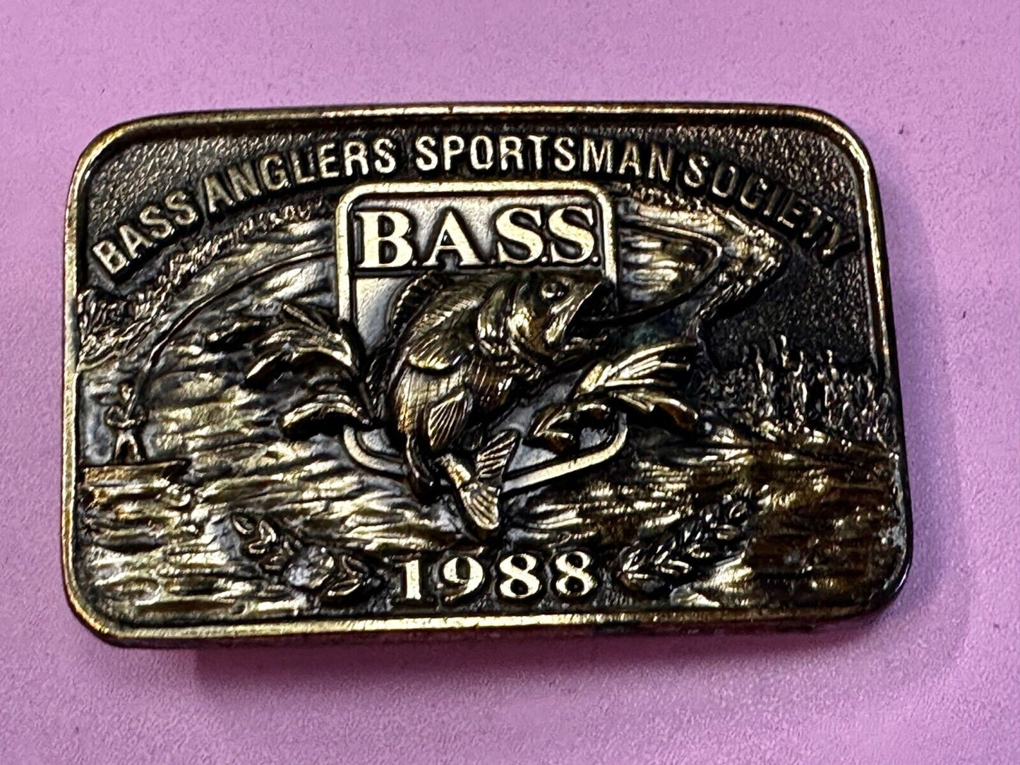 1988 Bass Anglers Sportsman Society Club Great American Belt Buckle