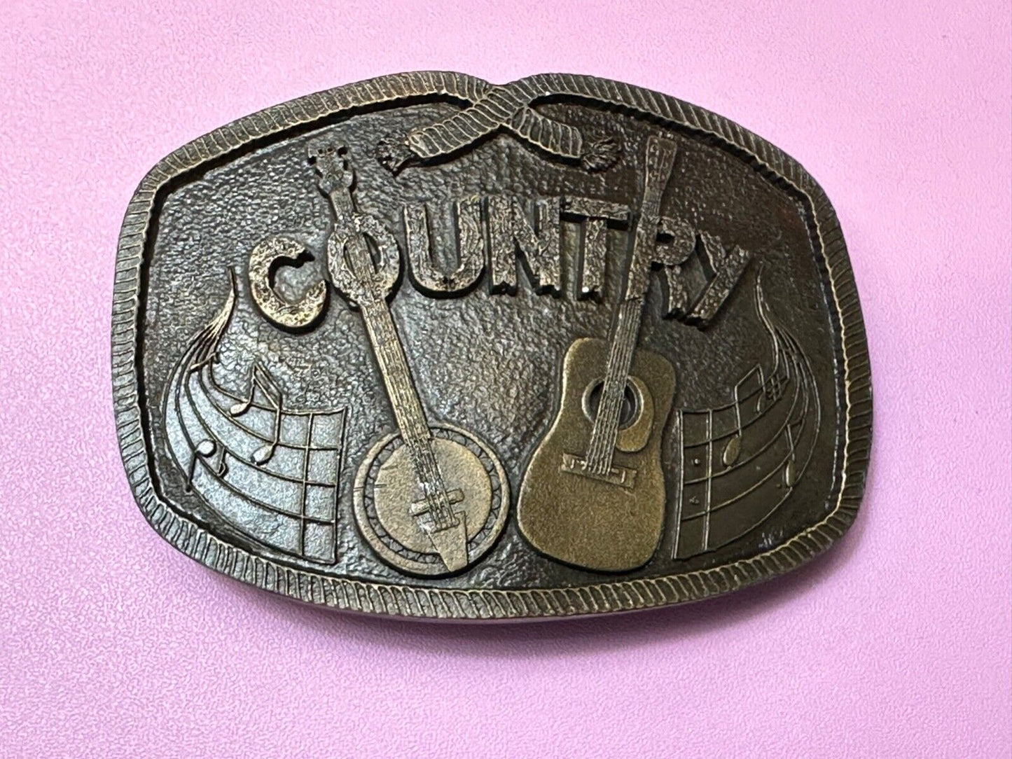 Vintage Country music Guitar and Banjo pickers - Indiana Metal Craft belt buckle