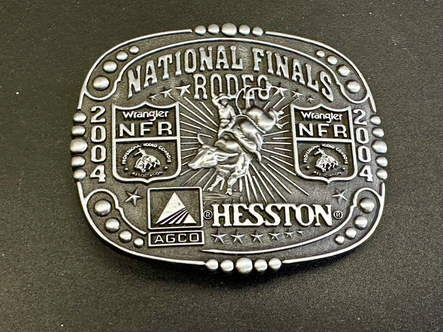 2004 Youth Sized Hesston National Finals Rodeo Bull Riding Cowboys belt buckle