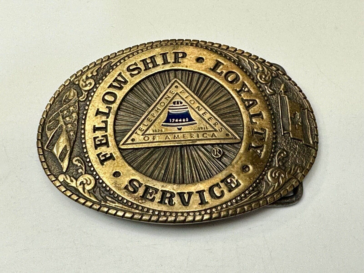 Telephone Pioneers of America TL&B Belt Buckle Fellowship Loyalty Service