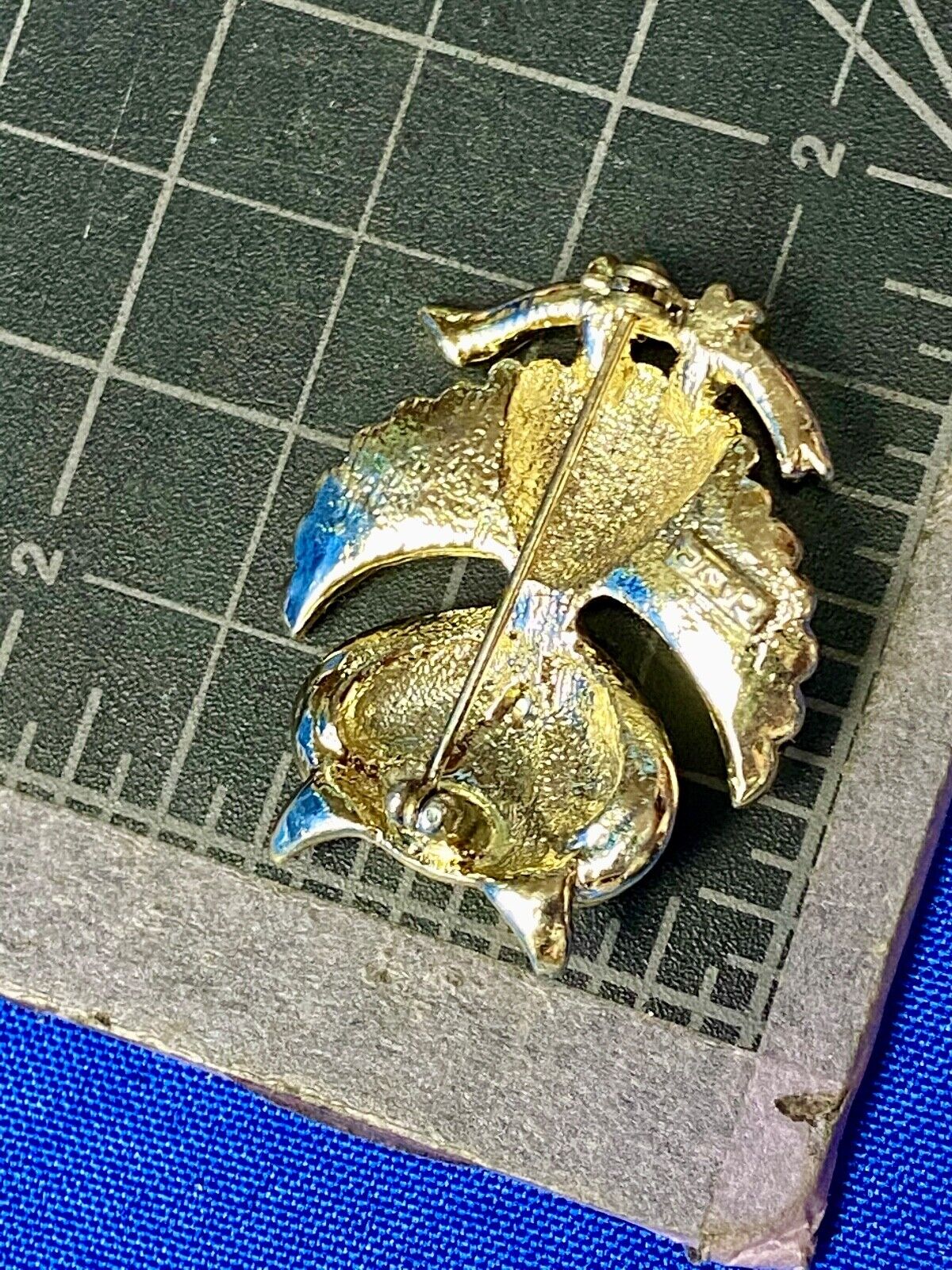 Vintage AJC Signed Owl Bird Brooch Pin Gold Tone Costume Jewelry