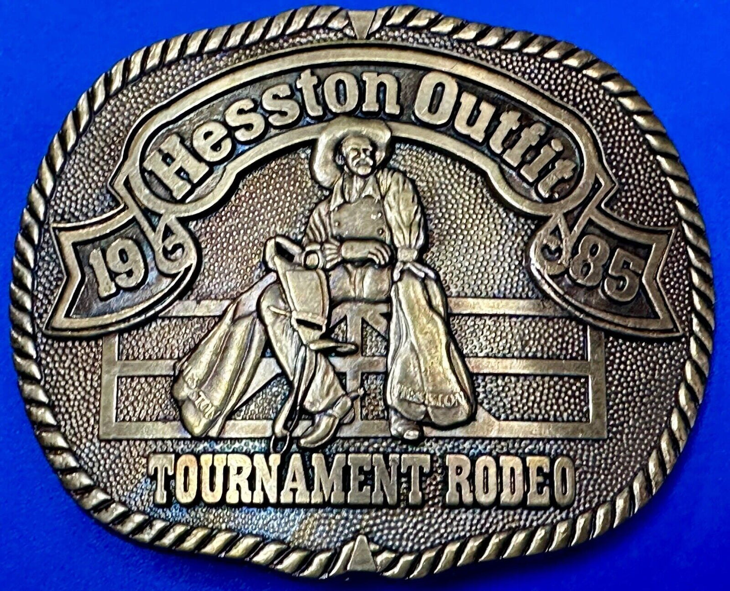 1985 Hesston Outfit Tournament Rodeo Collectors PRCA First edition Belt Buckle