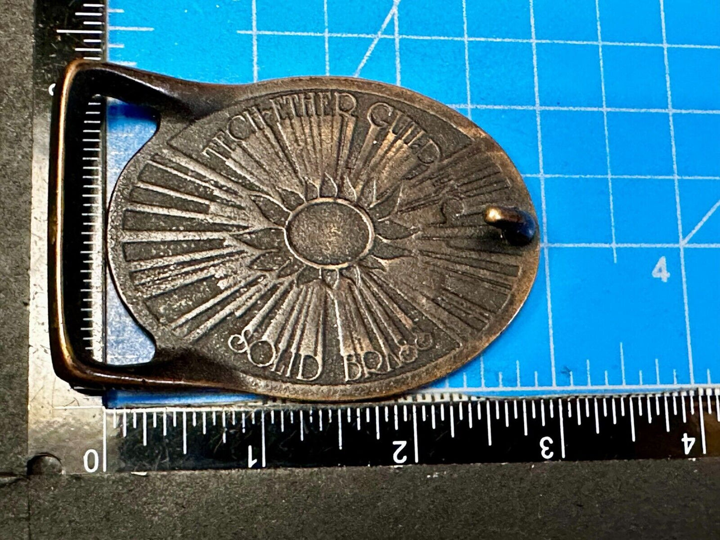 Bighorn Ram Mountain Goat Wildlife Scene Vintage Tech Ether Guild Belt Buckle
