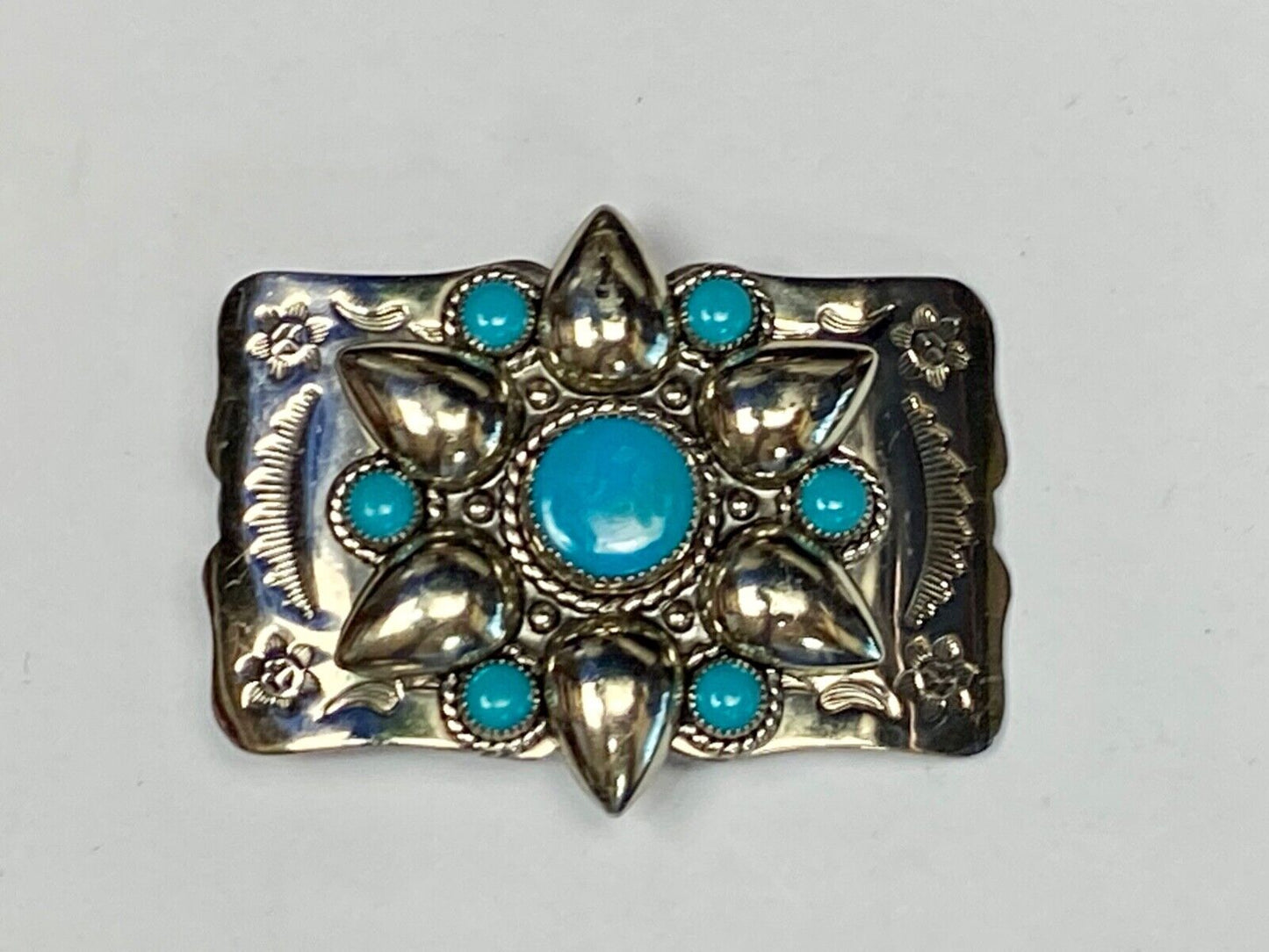 Beautiful Nickel Silver Southwestern 2.5" Wide Belt Buckle By Bell