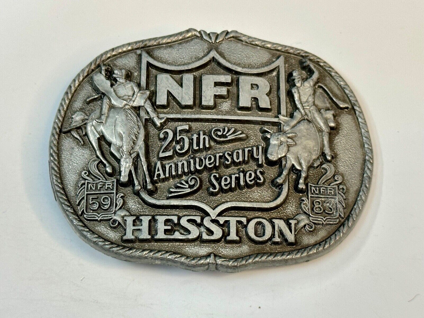 1983 HESSTON Belt Buckle NFR 25th Anniversary First Edition Limited Rodeo