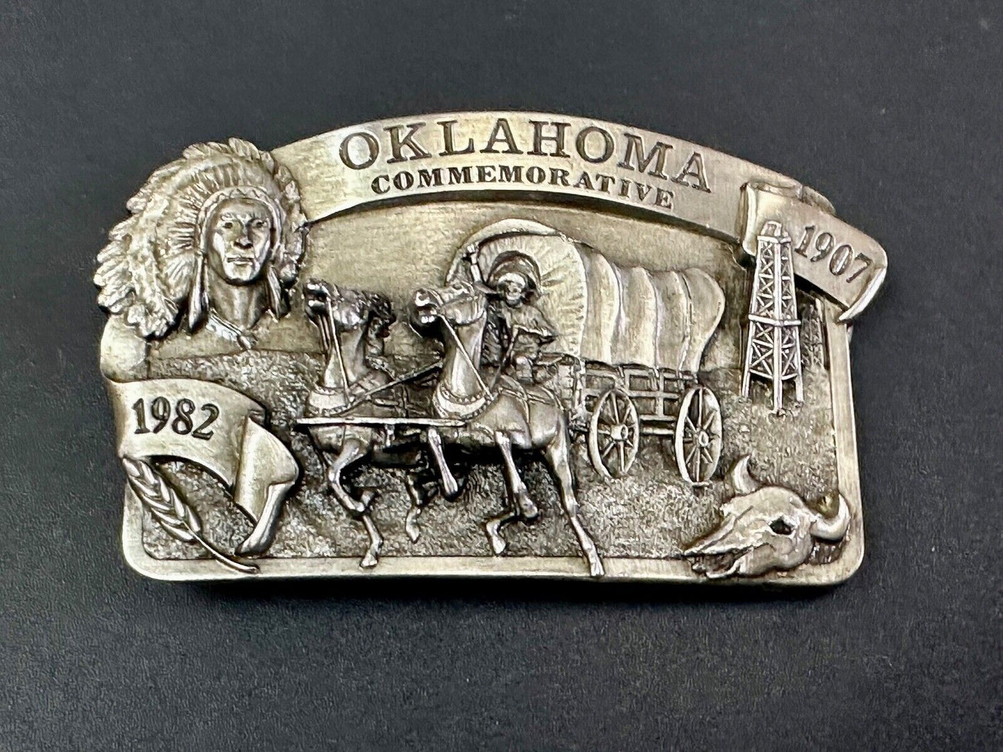 1982 Oklahoma State Commemorative Series limited belt buckle by Arroyo Grande