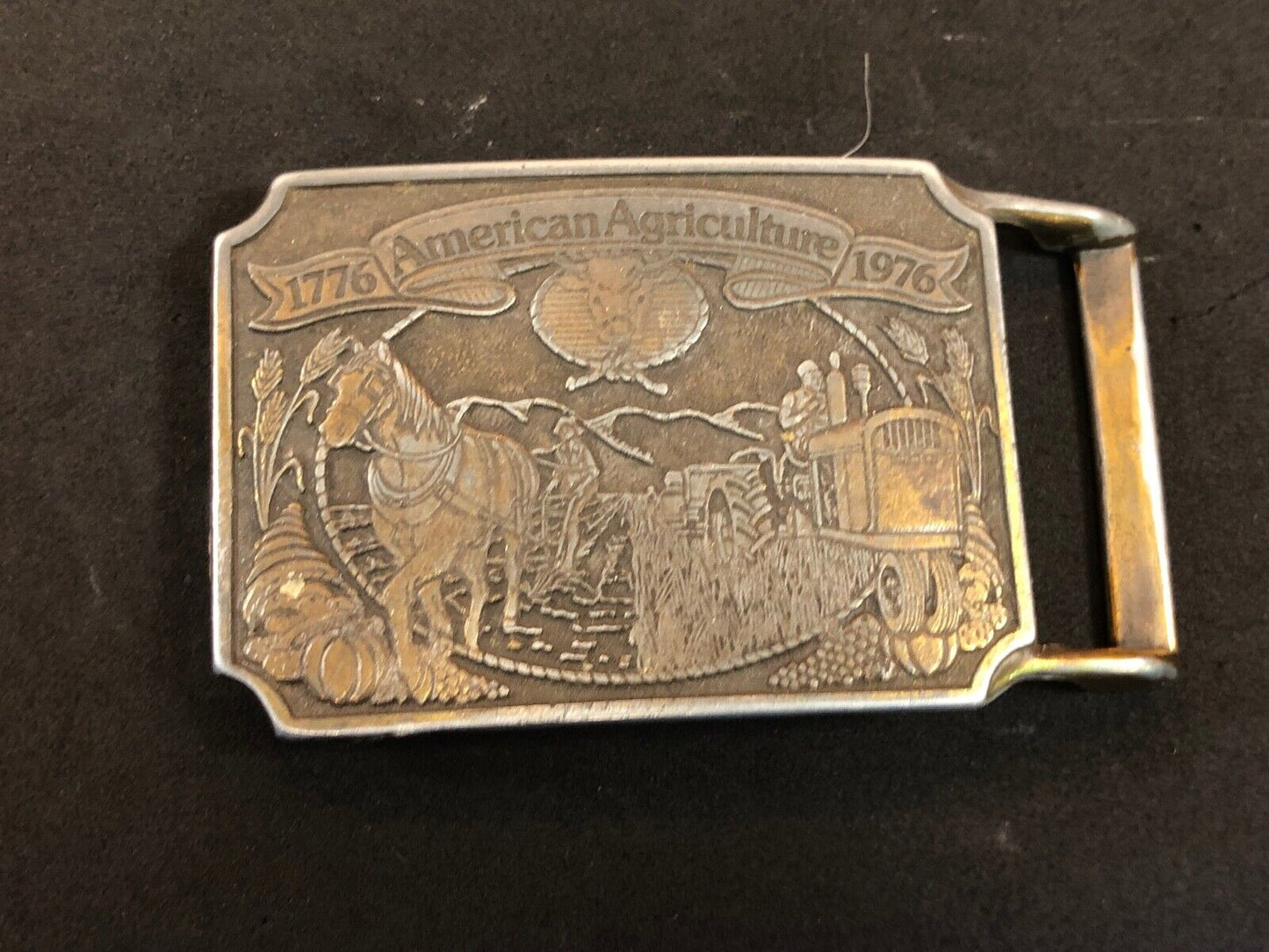 200 year celebration of American farming agriculture belt buckle gift from ORTHO
